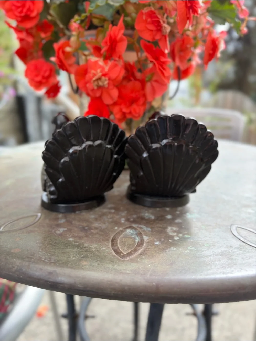 Pair Pottery Barn Black Bronze Turkey Taper Candle Holders Fall Thanksgiving